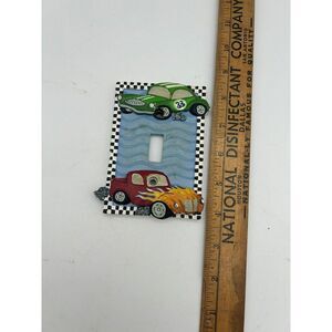 Ceramic Light Switch Cover single  With Race Cars Childs‎ Room
